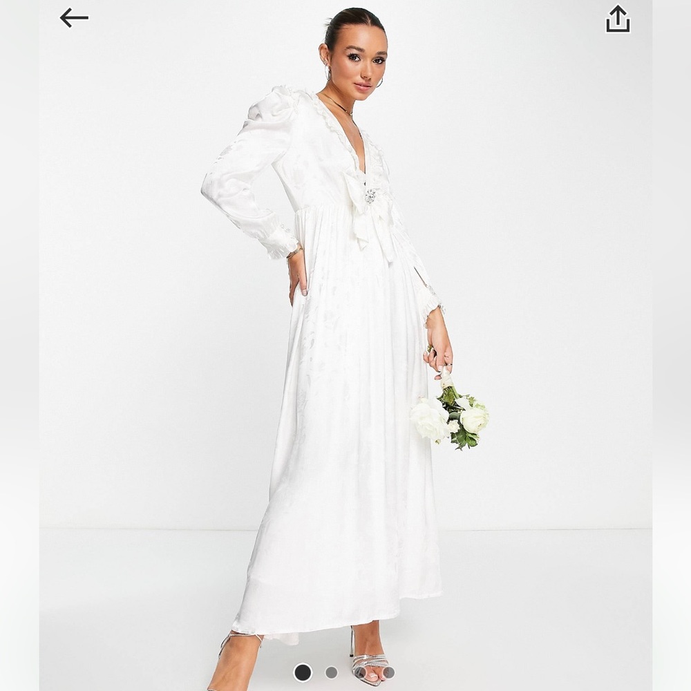 Dream Sister Jane Bridal 80s Maxi Dress in Floral Jacquard